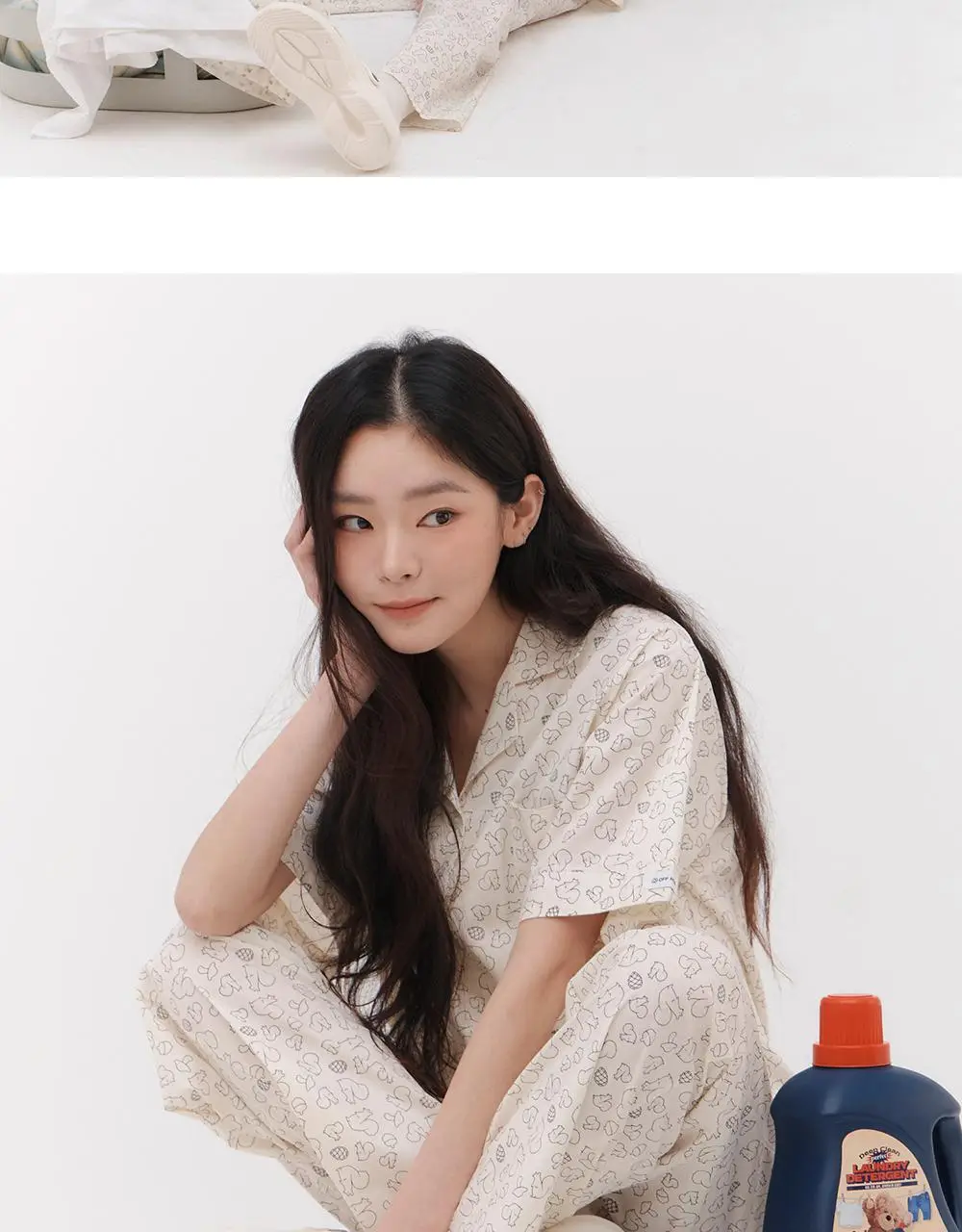 [곽민경 PICK] 오프아워 드리미두들스 도토리대작전 반팔 잠옷 세트 아이보리 (M / L / XL) 상세페이지 9